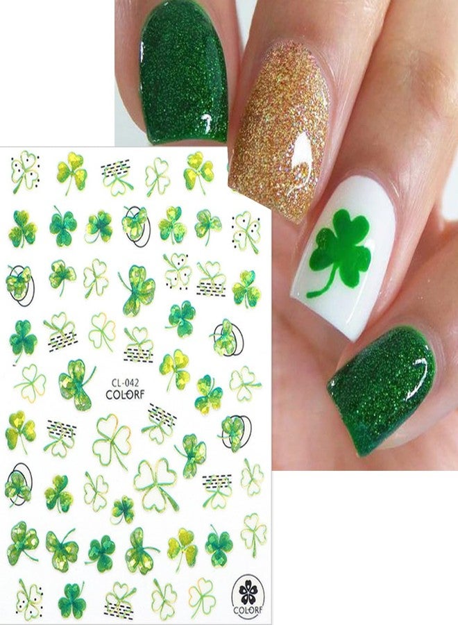 BYJKYEN St. Patrick's Day Nail Stickers Green Shamrock Clover Nail Art Decals Self-Adhesive Shamrock Nails Designs Nail Art Stickers Cute Clover Sticker for Women Girls Salon Nails Art Decoration 8Pcs - Image 2