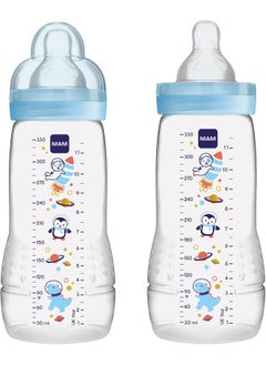 MAM MAM Easy Active Baby Bottle, Easy Switch Between Breast and Bottle, Easy to Clean, 4+ Months, Boy,(Pack of 2)  - Image 1