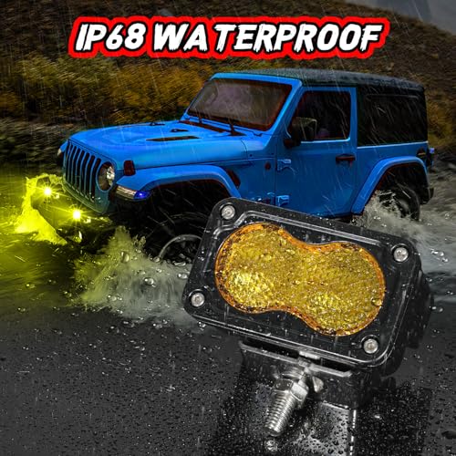 Auto Power Plus 3 Inch LED Pod Light Yellow 2Pcs 40W Off Road Driving Rear Chase Light Bright LED Work Cube Light Waterproof Backup Yellow Fog Light Bar for Truck Pickup ATV UTV SUV Motorcycle Boat - Image 5