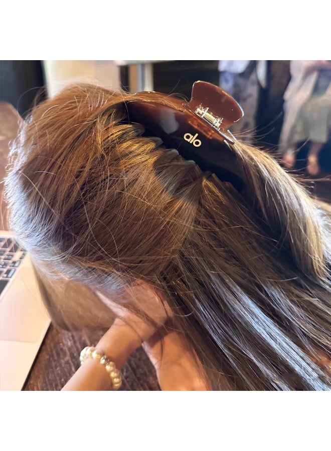 Alo Brown Tortoiseshell Hair Claw Clip - Large Size, Strong Grip, Minimalist Logo Design, Durable Acrylic, Styling Accessory for Thick/Thin Hair & Daily Outfits - Image 3