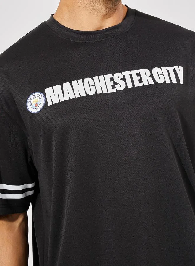 Styli Styli Manchester City Mesh Knit Jersey Oversized T-Shirt