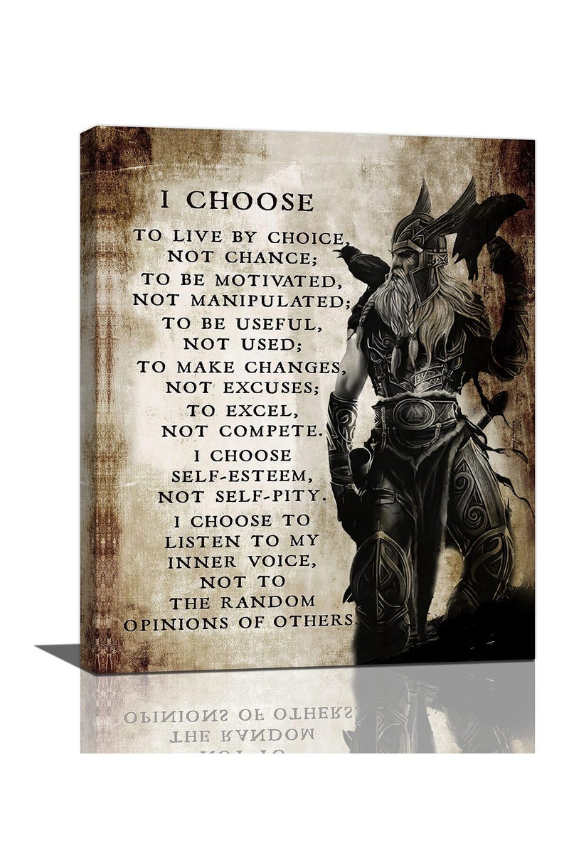 SweetFox Viking Warrior Inspirational Canvas Wall Art - Image 1
