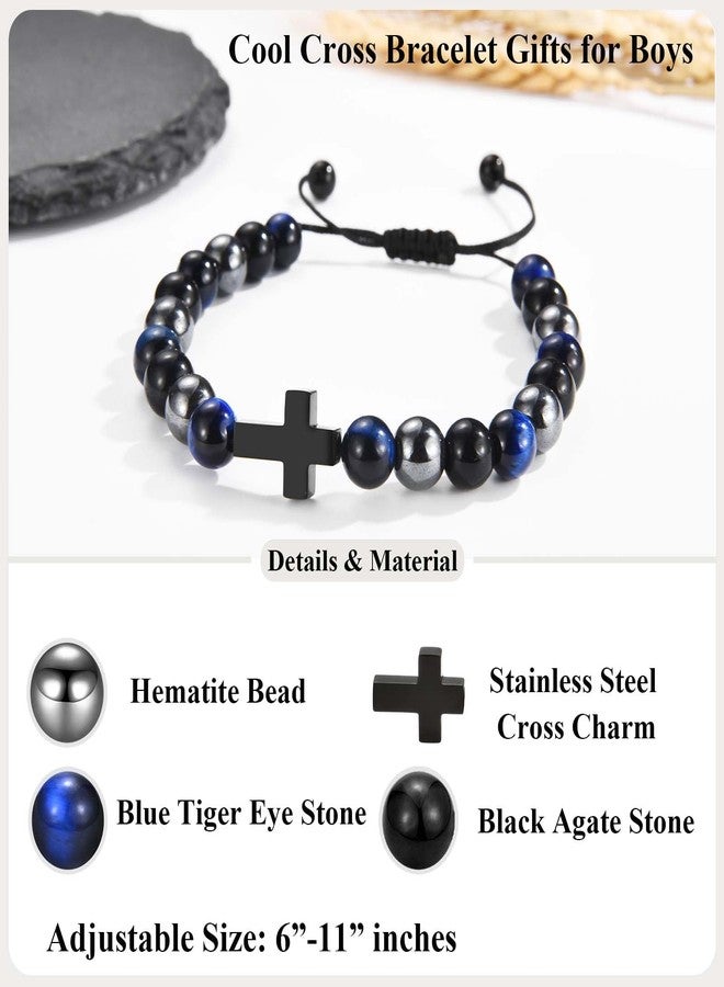 FIEEFX To My Grandson Cross Bracelet Gifts for Grandson Christmas Birthday Valentines Fathers Day Easter Thanksgiving Graduation Gifts for Boys Kids Men - Image 3