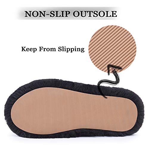 DL Fluffy Womens House Slippers Cross Band Open Toe, Soft Plush Fleece Bedroom Slippers Women Memory Foam, Comfy Fuzzy Slip On Non-Slip Womens Slipper Indoor Pink Gray Black White - Image 5