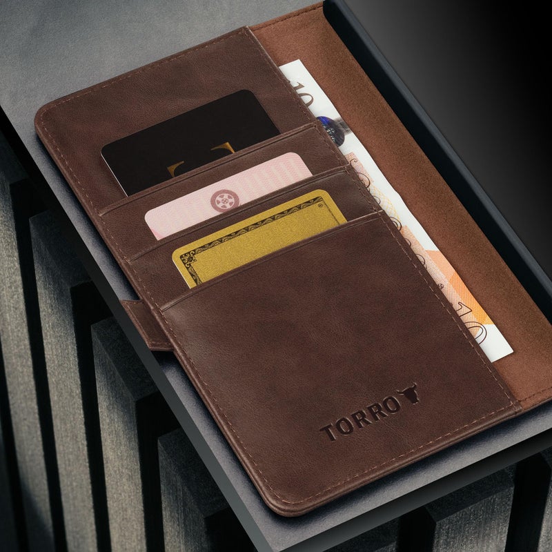 TORRO Leather Case Compatible with Samsung Galaxy S26 Ultra 5G 2026 - Premium Leather Wallet Case with Kickstand and Card Slots (Dark Brown) - Image 4