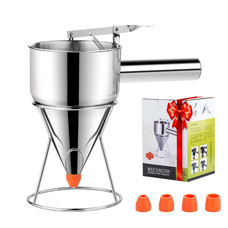 choxila Choxila 40oz Pancake Batter Dispenser, Stainless Steel 4 Caliber Funnel Cake Dispenser with Stand Great for Pancakes, Cupcakes and Baked Goods  - Image 1