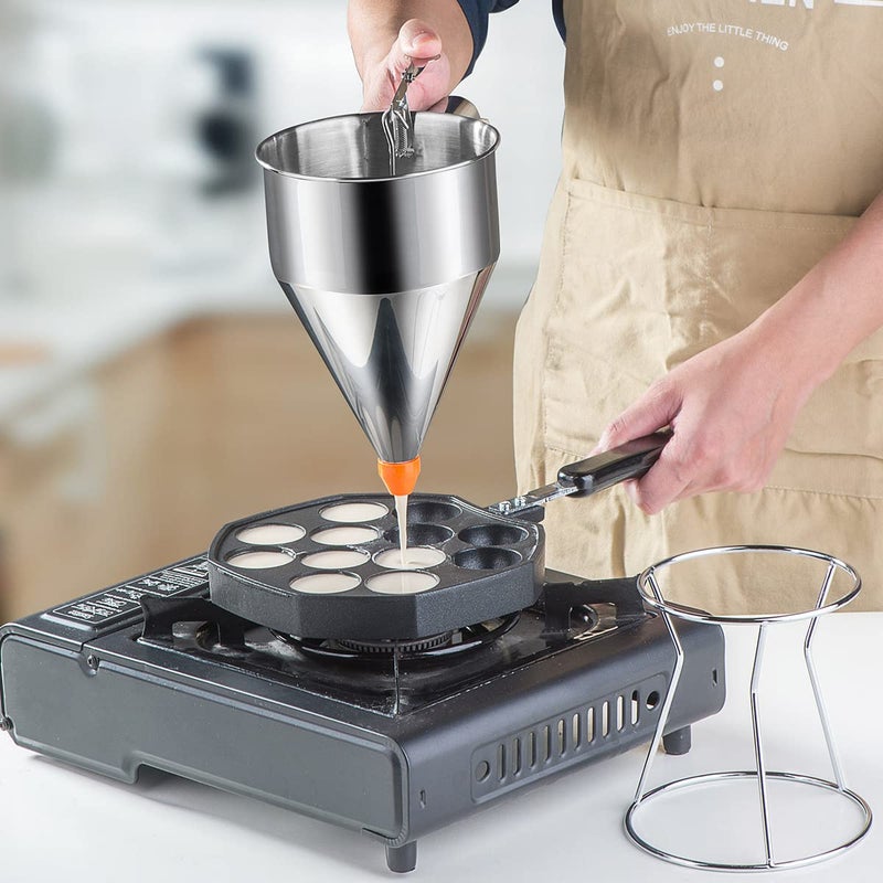 choxila Choxila 40oz Pancake Batter Dispenser, Stainless Steel 4 Caliber Funnel Cake Dispenser with Stand Great for Pancakes, Cupcakes and Baked Goods  - Image 2