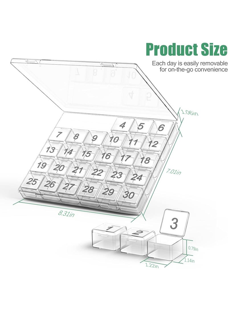 Monthly Pill Organizer Once a Day - 30 Day Pill Organizer Box - Easy to Open - Large Compartments Portable Case for Travel, Month Pill Cases Medicine Organizer for Vitamin (White) - Image 4