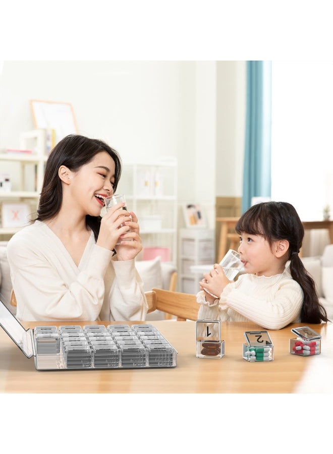 Monthly Pill Organizer Once a Day - 30 Day Pill Organizer Box - Easy to Open - Large Compartments Portable Case for Travel, Month Pill Cases Medicine Organizer for Vitamin (White) - Image 3