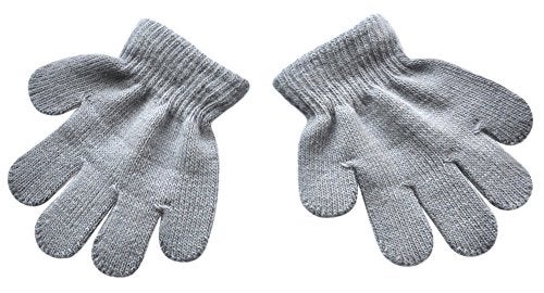 BaiX Toddler Boys and Girls Winter Knitted Writing Gloves, 1-3 Years Old, Light Grey - Image 2