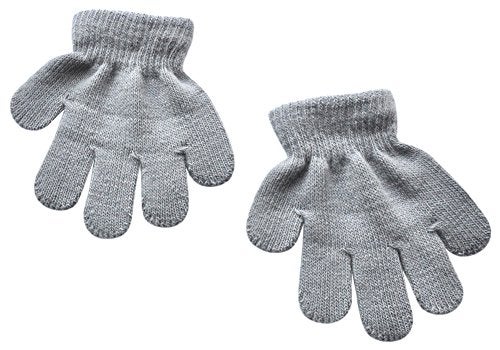 BaiX Toddler Boys and Girls Winter Knitted Writing Gloves, 1-3 Years Old, Light Grey - Image 1