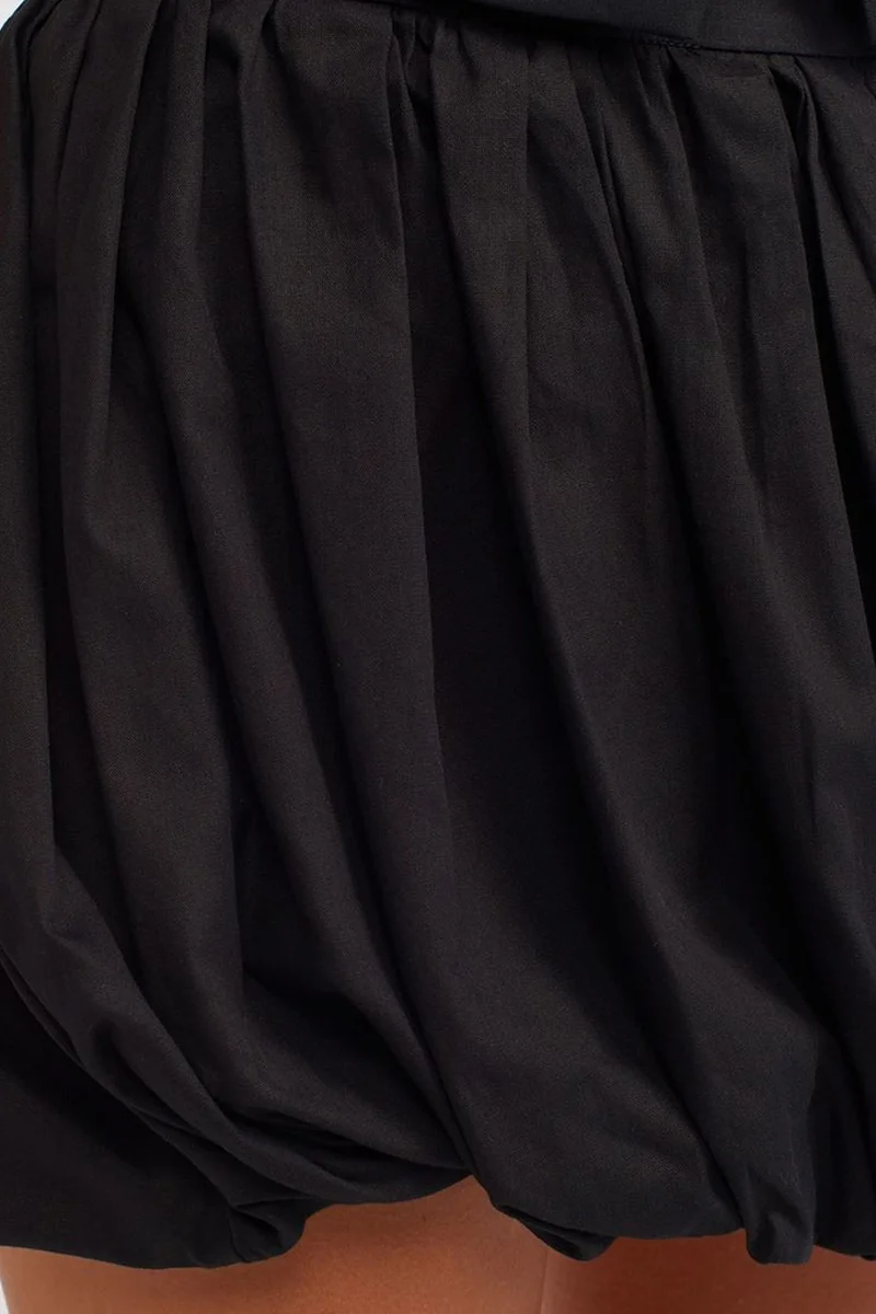 Dilvin Black DILVIN Cotton Poplin Balloon Mini Skirt for Women | Best Price UAE