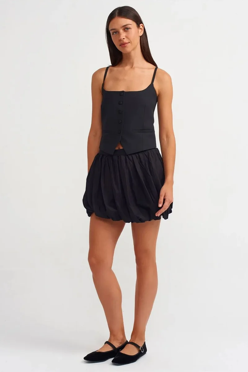 Dilvin Black DILVIN Cotton Poplin Balloon Mini Skirt for Women | Best Price UAE