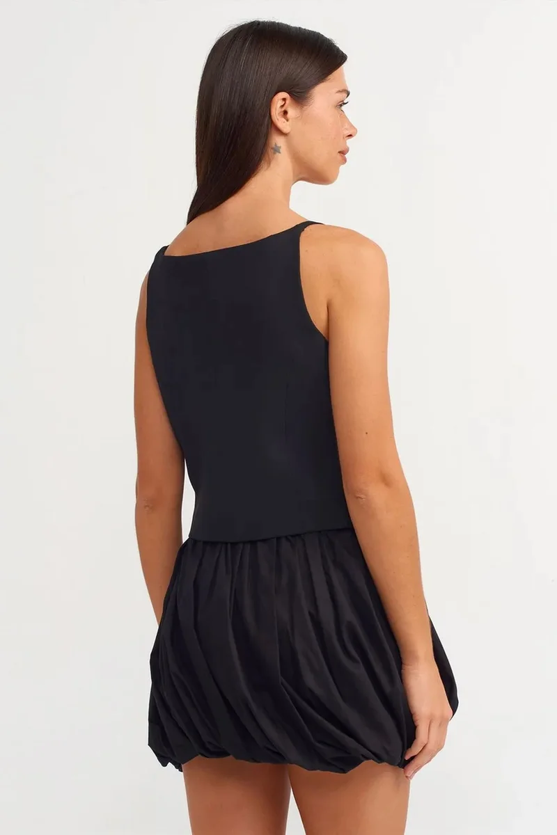 Dilvin Black DILVIN Cotton Poplin Balloon Mini Skirt for Women | Best Price UAE