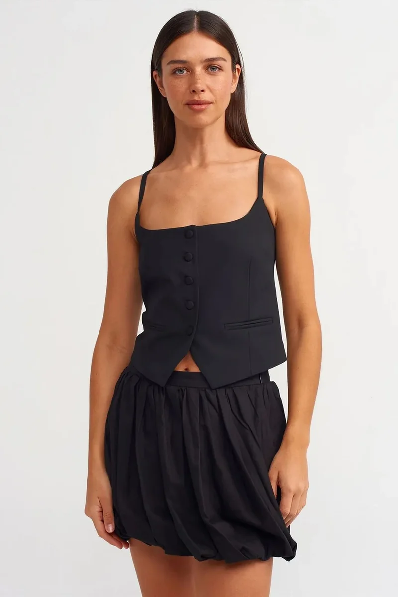Dilvin Black DILVIN Cotton Poplin Balloon Mini Skirt for Women | Best Price UAE