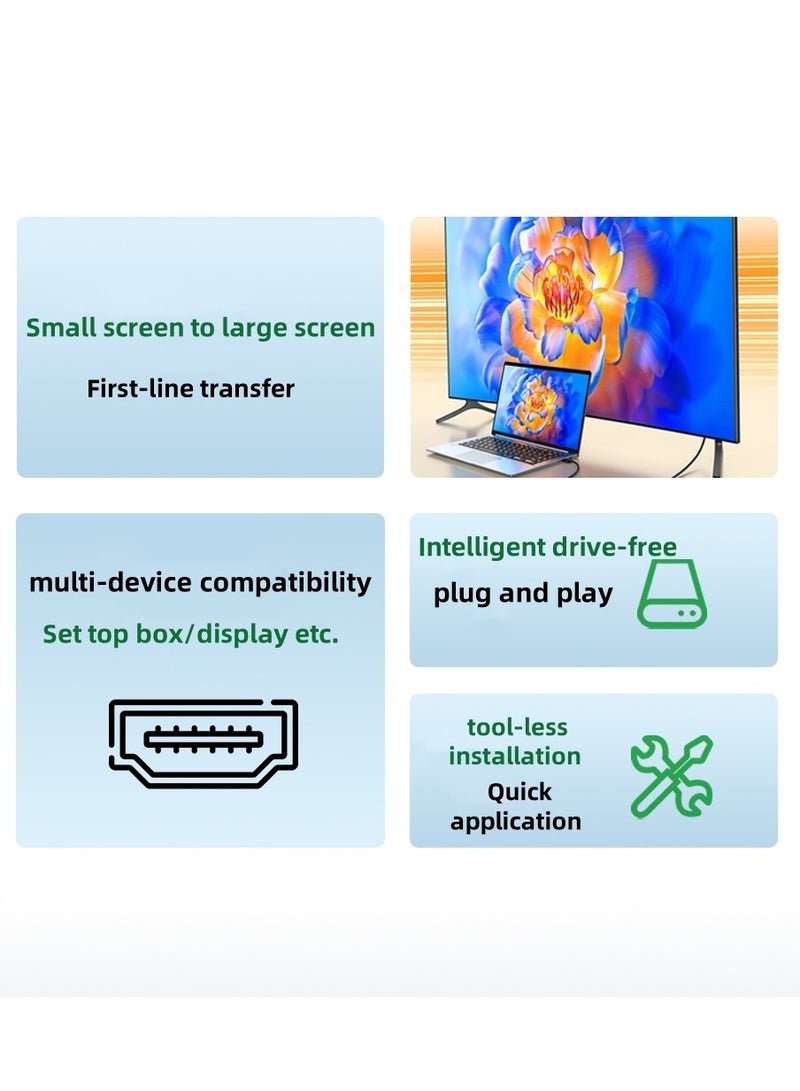 M-Pard 4K60Hz Mini DP to HDMI Converter Cable for Apple Mac, Microsoft Laptop Monitor Projection, Black, 1.8m - Image 3