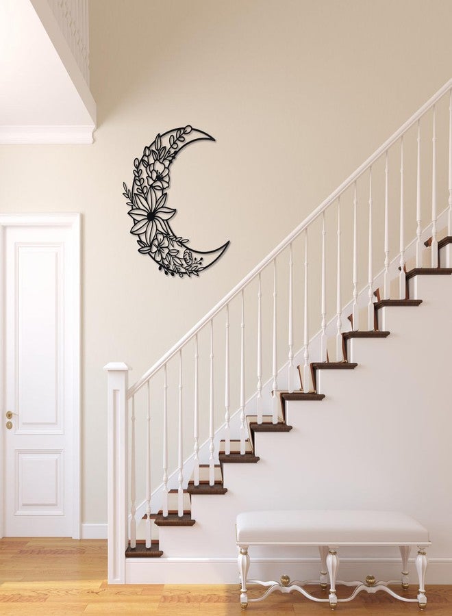 OYEFLY Moon Metal Floral Art Decor,Boho Floral Moon Home Wall Decoration (style 2) - Image 5