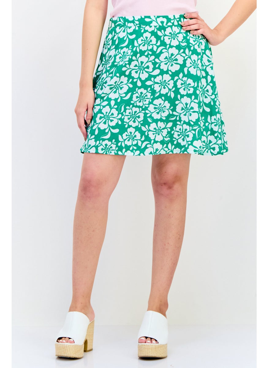 MONKI Women Floral Print Basic Mini Skirt, Multicolor  - Image 1