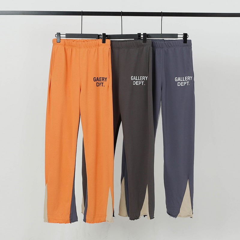 Trendy Brand Vintage Splash Double Stitching Sports Trousers For Men And Women Couple Micro-Flared Pants Casual Sweat Pants - Image 3