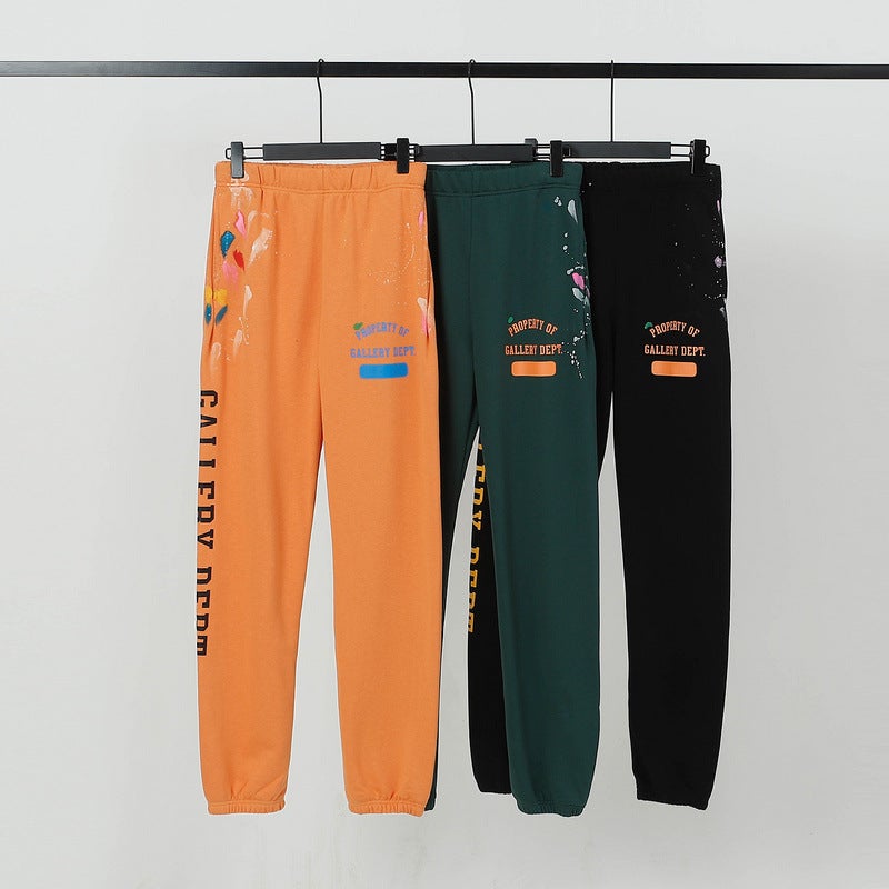 Trendy Brand Vintage Splash Double Stitching Sports Trousers For Men And Women Couple Micro-Flared Pants Casual Sweat Pants - Image 4