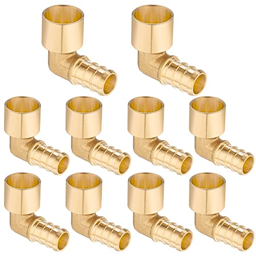 Lidertik 10 Pack Lidertik Copper to Pex Fittings 12 inch Elbow 12 Pex B F1807 x 12 Female Elbow Sweat Adapter Brass LIAPXFSE1212 10 Pieces - Image 1