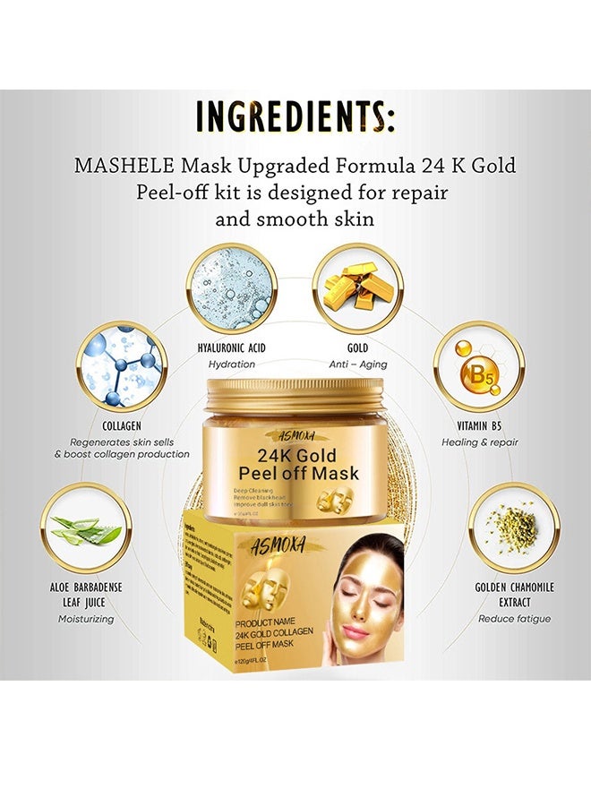 ASMOXA 24K Gold Peel Off Mask ,Face Mask Gold Foil Wrapping-120g - Image 2