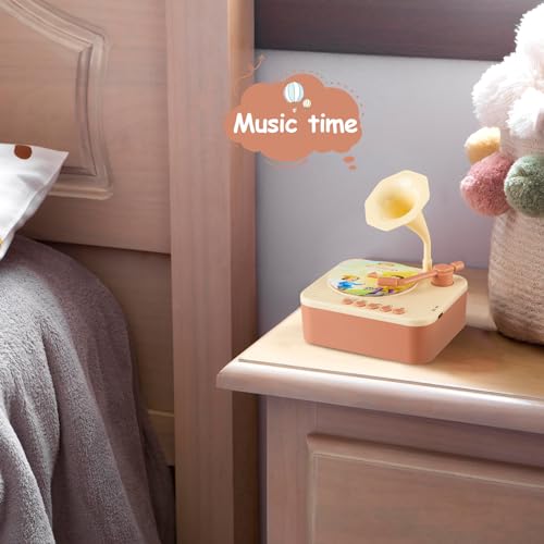 DANGKAEN Toddler Gramophone Musical Toys - Player Audio Books for Kids, 99 Cards Stories Songs Phonograph Record, for Boys and Girls (Cozy Brown) - Image 5