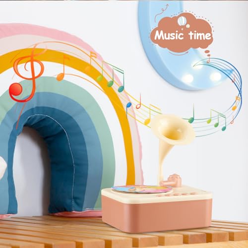 DANGKAEN Toddler Gramophone Musical Toys - Player Audio Books for Kids, 99 Cards Stories Songs Phonograph Record, for Boys and Girls (Cozy Brown) - Image 4
