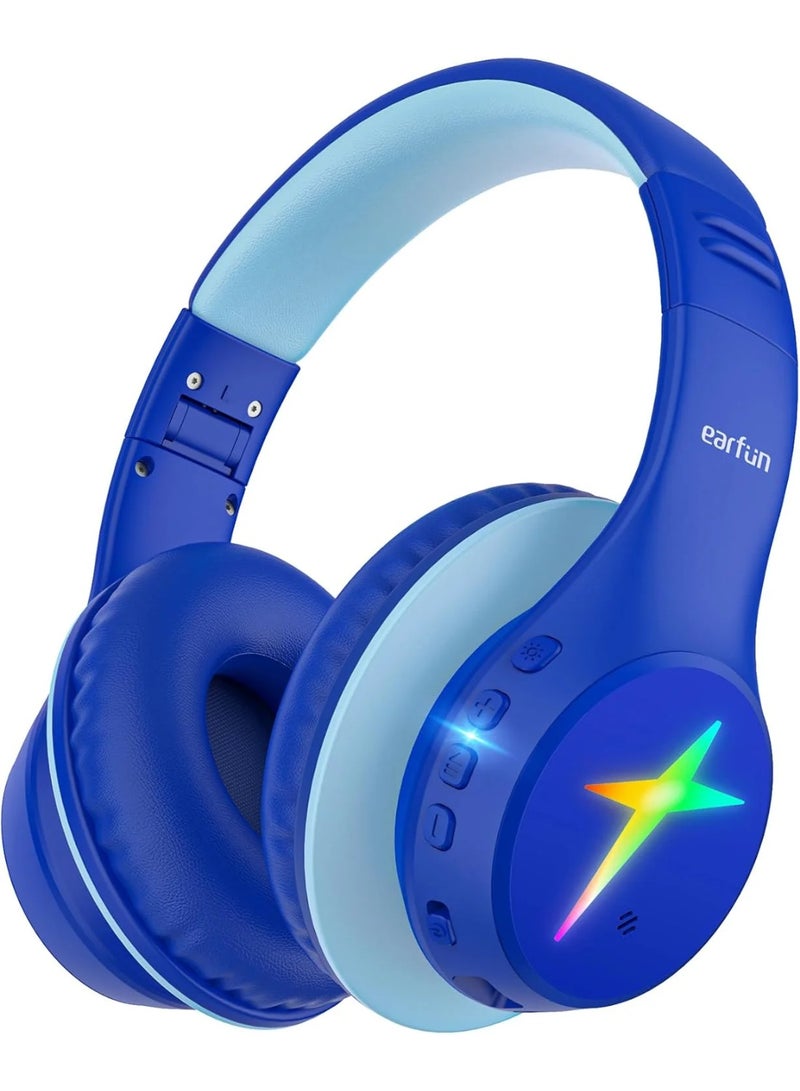 سماعات أذن للأطفال EarFun K3، سلكية، فوق الأذن، صوت ستيريو، USB-C، حد الصوت 85/94dB، أزرق