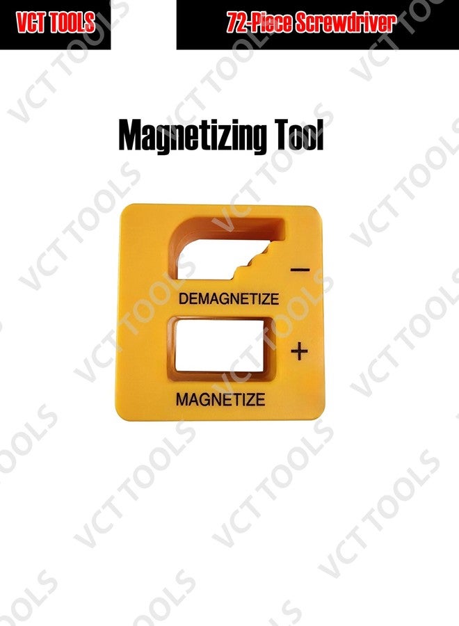 VCT 72pc Magnetic Screwdriver Set with Case Flathead, Phillips, Hex, Square, Pozidriv, Torx, and Magnetic Tip Screwdrivers - Image 5