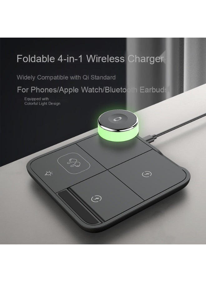 New 4-in-1 Foldable Wireless Charger Desktop Phone Stand, Compact and Portable Wireless Charging Station