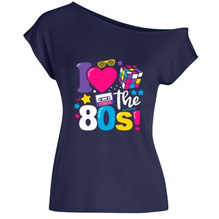 Amazon European and American feelings I Love 80s letters love Rubiks cube radio printing feelings oblique collar T-shirt navy blue - pzsku/ZE3ADC343A815D478380FZ/45/1750434487/4d8ec6f7-1271-4ea2-b003-055ad9d6f330