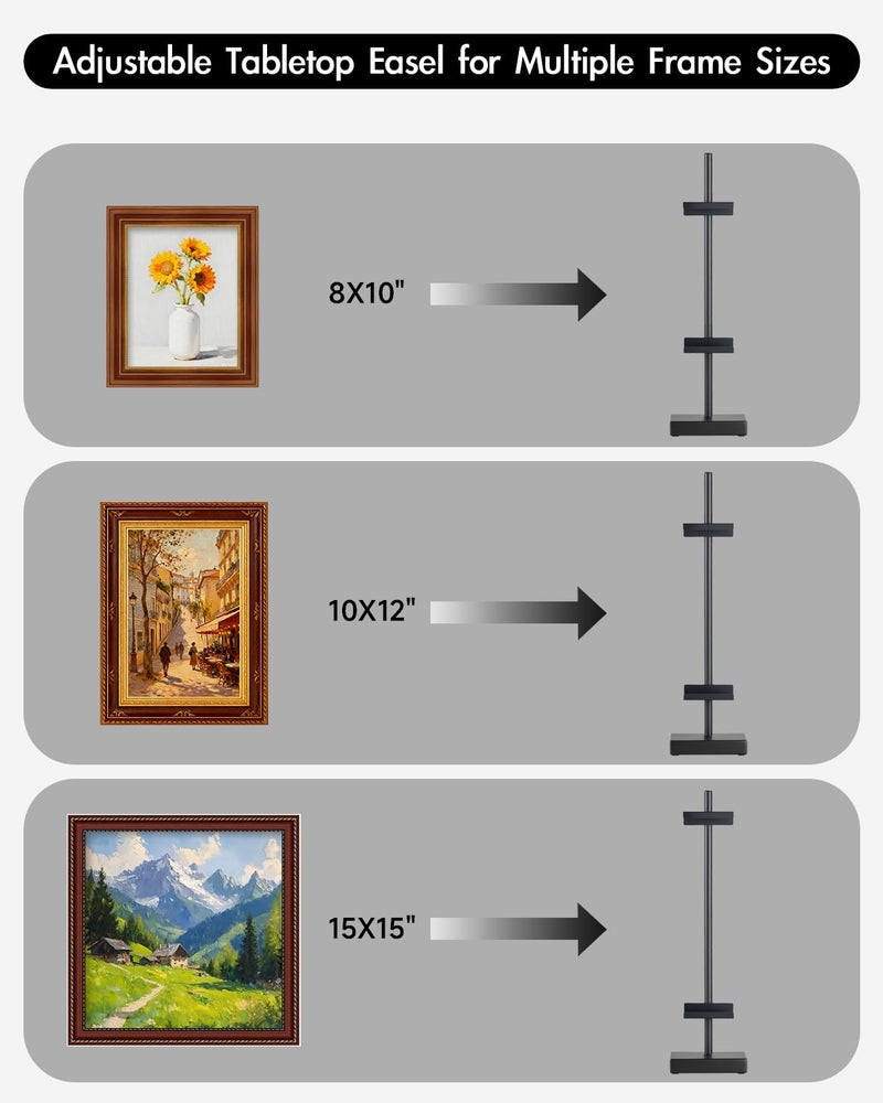 Rofio Adjustable Tabletop Easel Stand, Picture Easel Stand up to 17â€ H, Metal Picture Frame Holder for Artwork, Photo, Signs & Certificates (Black) - Image 3