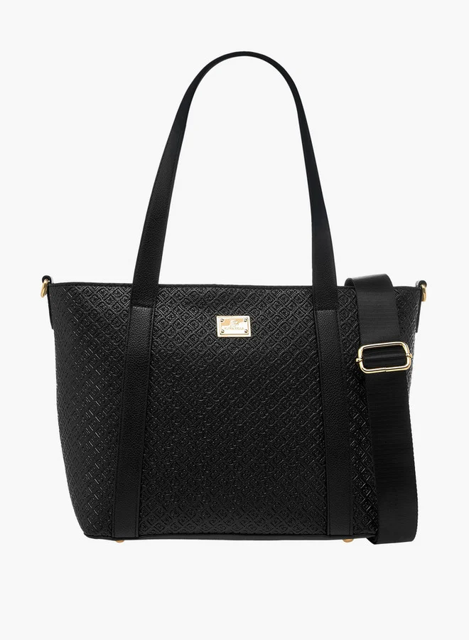 Flora Bella By Shoexpress Women's Monogram Embossed Tote Bag with Detachable Strap