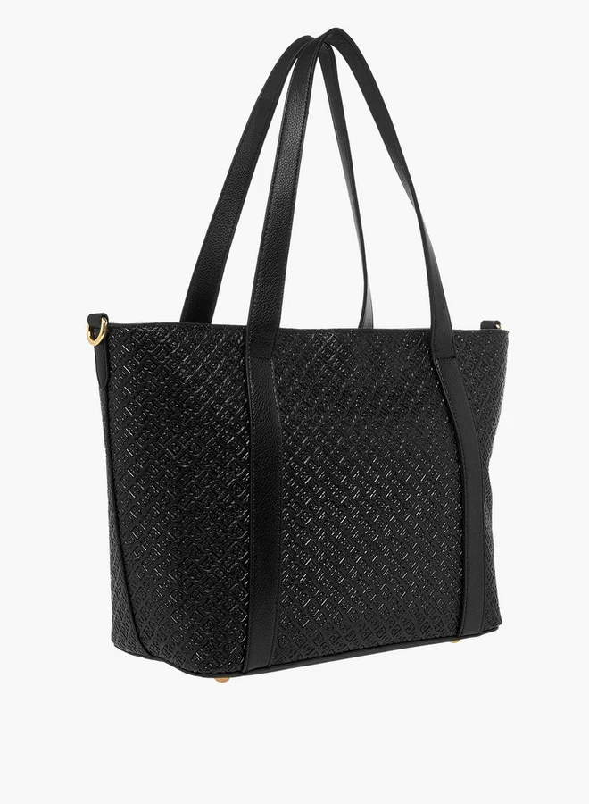 Flora Bella By Shoexpress Women's Monogram Embossed Tote Bag with Detachable Strap