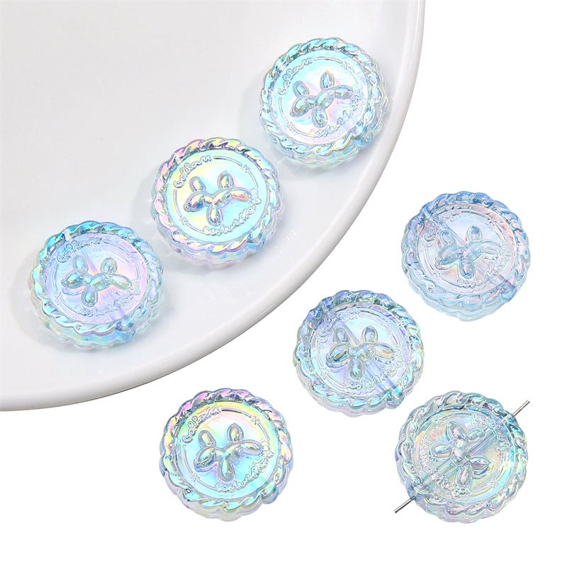 Acrylic ice wreath puppy flat beads diy handmade loose beads bracelet necklace pendant accessories Light blue