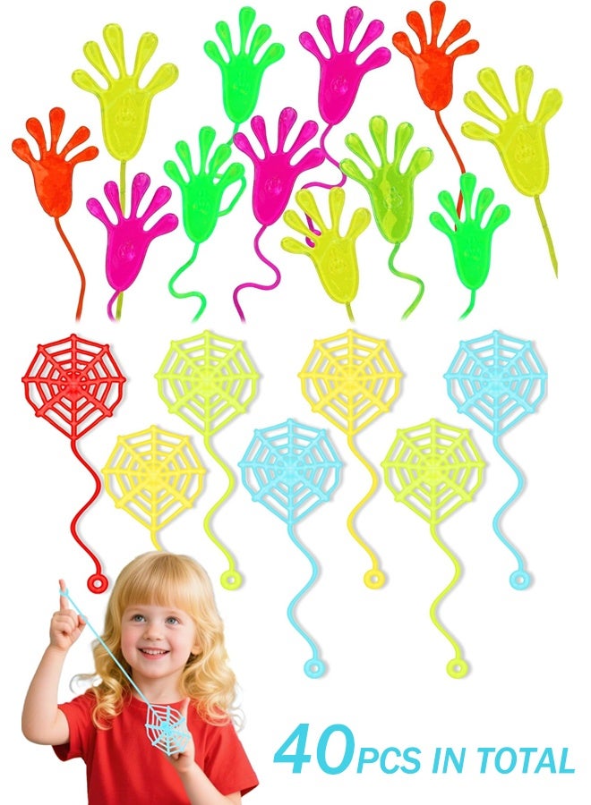 20Pcs Sticky Hands  20Pcs Sticky Spider Web,Sticky Finger  Kids' Party Favor Sets Fun Toys Party Favors Wacky Fun Stretchy Sticky Hands Party Favors Birthday Parties Articles Toys for Sensory Kids - Image 1