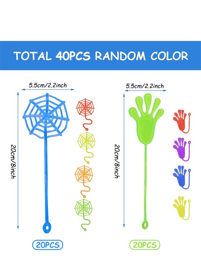 20Pcs Sticky Hands  20Pcs Sticky Spider Web,Sticky Finger  Kids' Party Favor Sets Fun Toys Party Favors Wacky Fun Stretchy Sticky Hands Party Favors Birthday Parties Articles Toys for Sensory Kids - Image 2