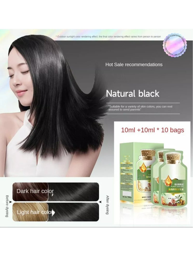 Generic Bubble Plant Hair Dye,New Botanical Bubble Hair Dye Hair Dye Shampoo for Women Men 30ml 10 Packs/Box(Natural Black)  - Image 2