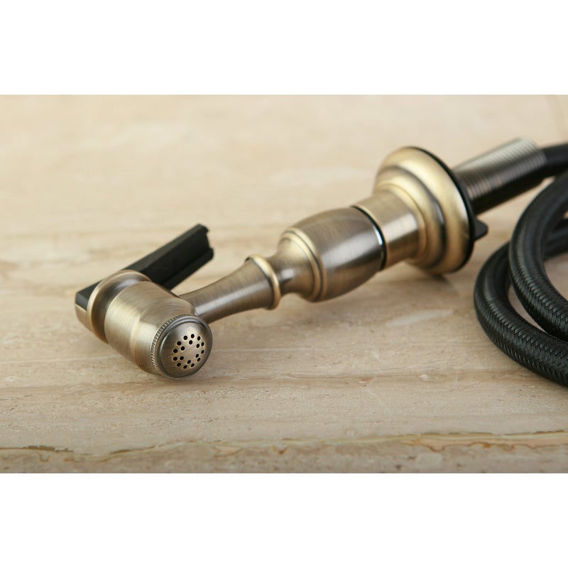 Kingston Brass صنبور مطبخ كينغستون برأس جانبي KBSPR3، نحاس عتيق - Image 2
