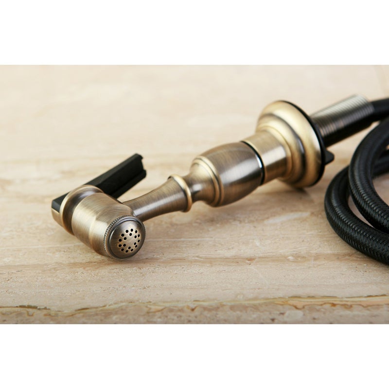 Kingston Brass صنبور مطبخ كينغستون برأس جانبي KBSPR3، نحاس عتيق - Image 4