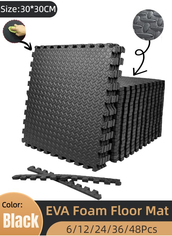 Generic - Foam Floor Mat, Gym Flooring for Home Gym Interlocking Exercise, Children's Patchwork Crawling Mat, Home Bedroom Floor Mat, Thickened Crawling Mat,  EVA  Summer Jigsaw Carpet（Black） - Image 1