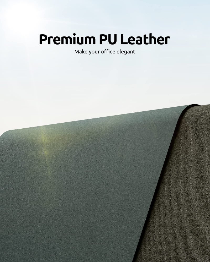 YSAGi Leather Desk Protector, Office Mat, Large Mouse Mat, Non-Slip PU Leather Blotter, Laptop Desk Pad, Waterproof Writing Pad for Office and Home (Dark Green, 35.4" x 17") - Image 2