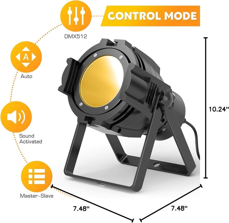 HOLDLAMP Spotlight COB LED Stage Light Par Lights Party Warm Cold White DMX Spotlights Portable Metal Housing Strobe Light Bright for Church, Concert, Theater, Photostudio, Live Show (1 Pack) - Image 3