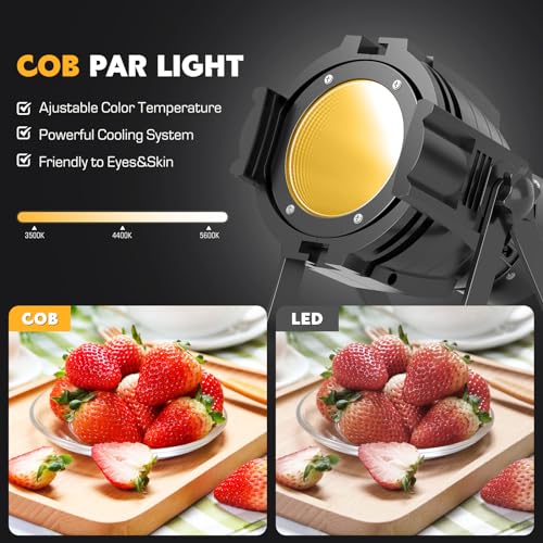 HOLDLAMP Spotlight COB LED Stage Light Par Lights Party Warm Cold White DMX Spotlights Portable Metal Housing Strobe Light Bright for Church, Concert, Theater, Photostudio, Live Show (1 Pack) - Image 5