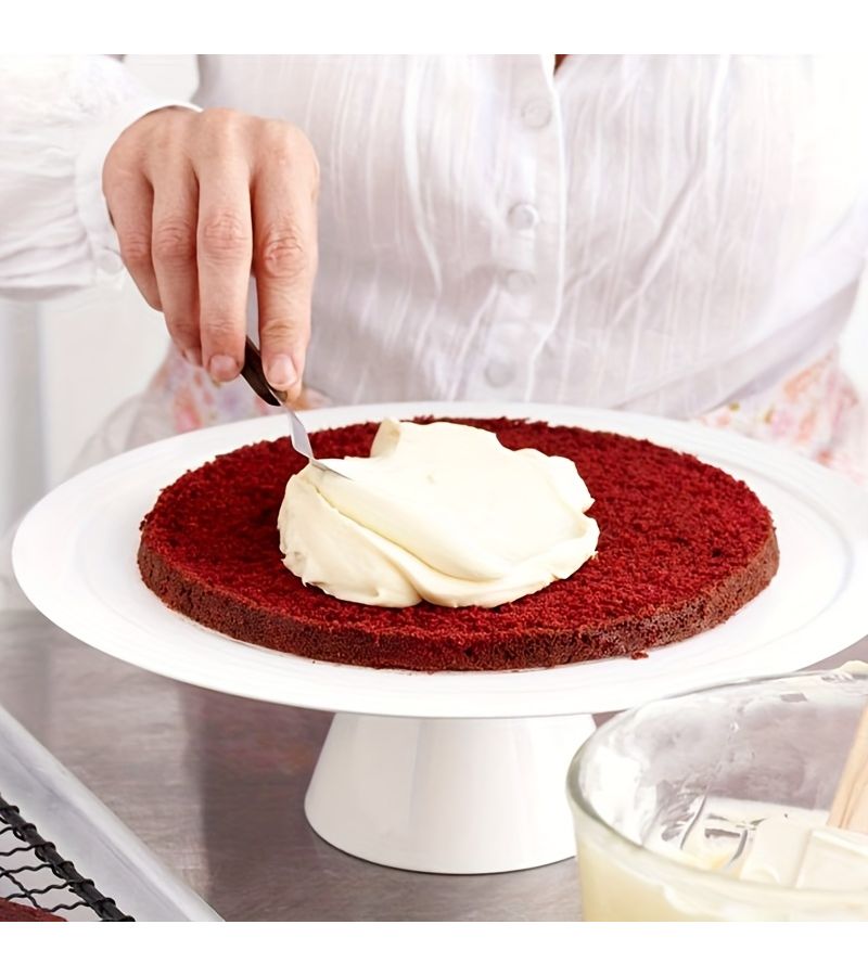 مجموعة من 4 مكاشط لت frosting من الفولاذ المقاوم للصدأ بمقبض خشبي لتزيين الكعك والبيتزا والساندويتشات - Image 5
