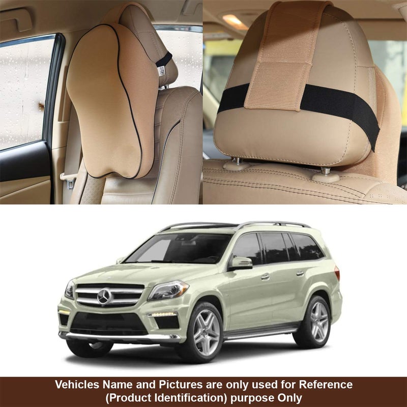 Oshotto Memory Foam, Air Fabric and Ergonomic Design Car Seat Neck Rest Cushion, Head Rest Pillow to Protect Neck & Vertebra Compatible with Mercedes Benz GL/GLS (Beige) - Image 2