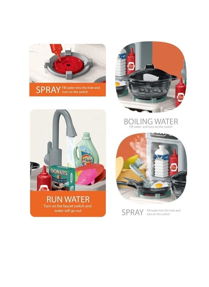 MUMS PLANET - Master Chef's Kitchen Playset, 67 Pieces, Round Assorted Accessories, Designed with Spray Function, Boiling Water Function, Light and Sound, Kids Will Be More Happy. Perfect Gift for Kids 3 Years and Up - Image 1