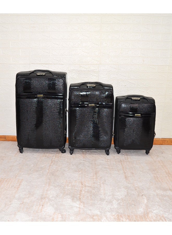 NKX Set of 3 Premium Expandable Hardside Luggage Classic Leather Collection 30/26/22 Inch - Image 1