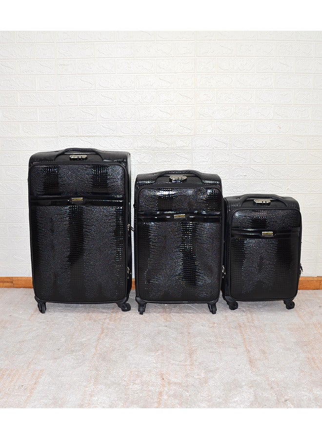 NKX Set of 3 Premium Expandable Hardside Luggage Classic Leather Collection 30/26/22 Inch - Image 2